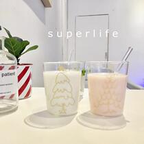 Special Recommended Golden Christmas Tree Series Nordic Wind Heat Resistant Glass Cups Home Zakka Oat Breakfast Cup