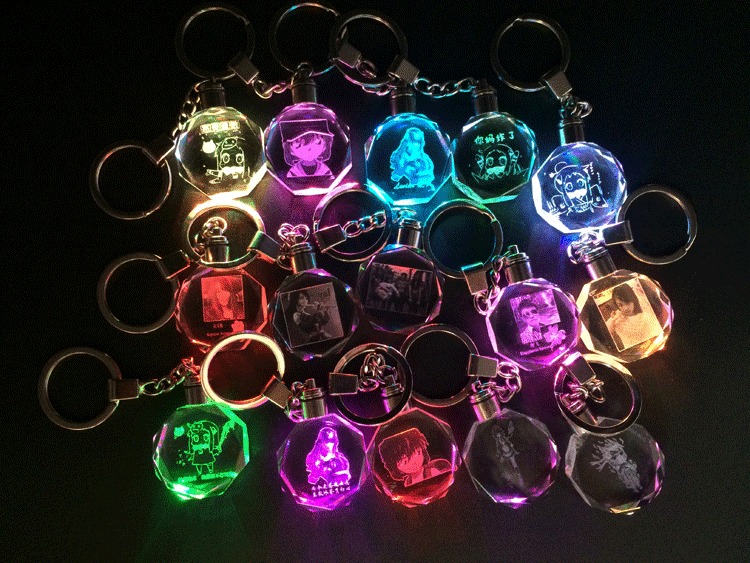 Car Logo LED night Light color changing crystal Key Chain Keychain For
