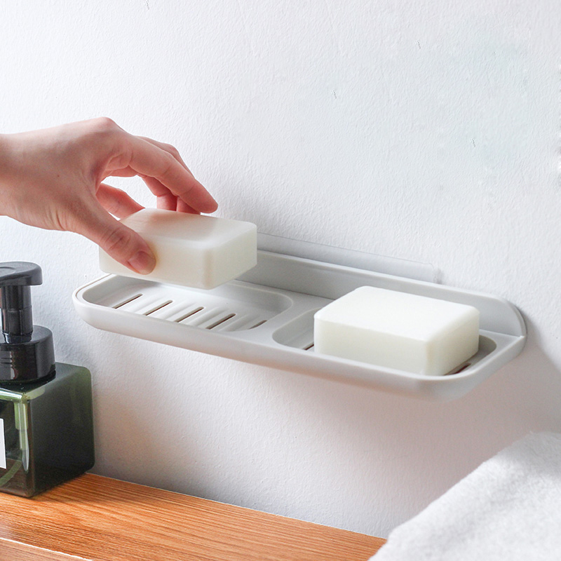Incense box Suction cup Wall-mounted household creative drain tray free hole powder room cover box Double fat box rack