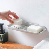 Soap box suction cup Wall-mounted household creative drain soap holder Free hole toilet cover box Double soap box rack