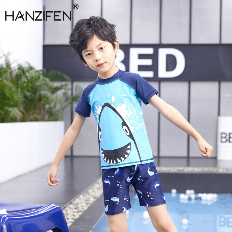 Boy's baby Two style speed dry swimsuit swimming trunks swimming hat suit baby boy children student beach swimming