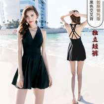 New steel bracket gathered split swimsuit sexy women flat angle conservative Japanese-style Korean swimsuit female one-piece