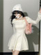 French-Style White Off-Shoulder Knitted Dress for Women, 2026 Autumn and Winter New Model, Petite Inner Wear Long Dress