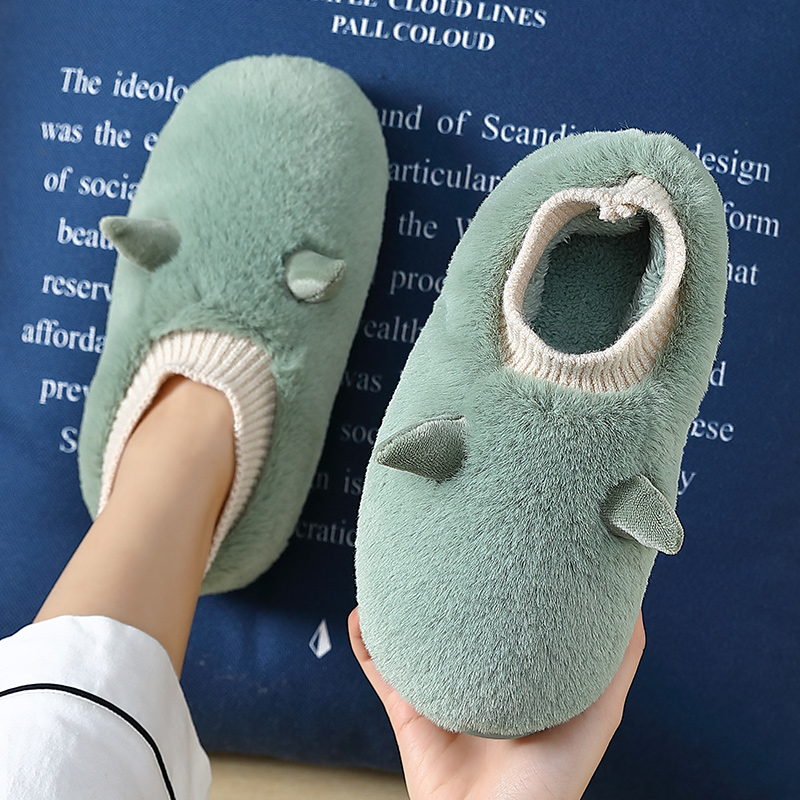 Winter cotton slippers women's bag heel home with indoor thick bottom warm and velvet anti-slip lovers wear plush cotton slippers