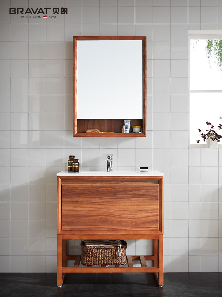 German B. Braun bathroom 1+N floor-to-ceiling solid wood bathroom cabinet combined with modern minimalist washbasin sink