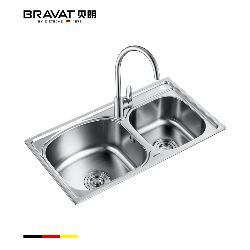 German Braun sink 304 stainless steel double sink package kitchen sink thickened sink one-piece molding