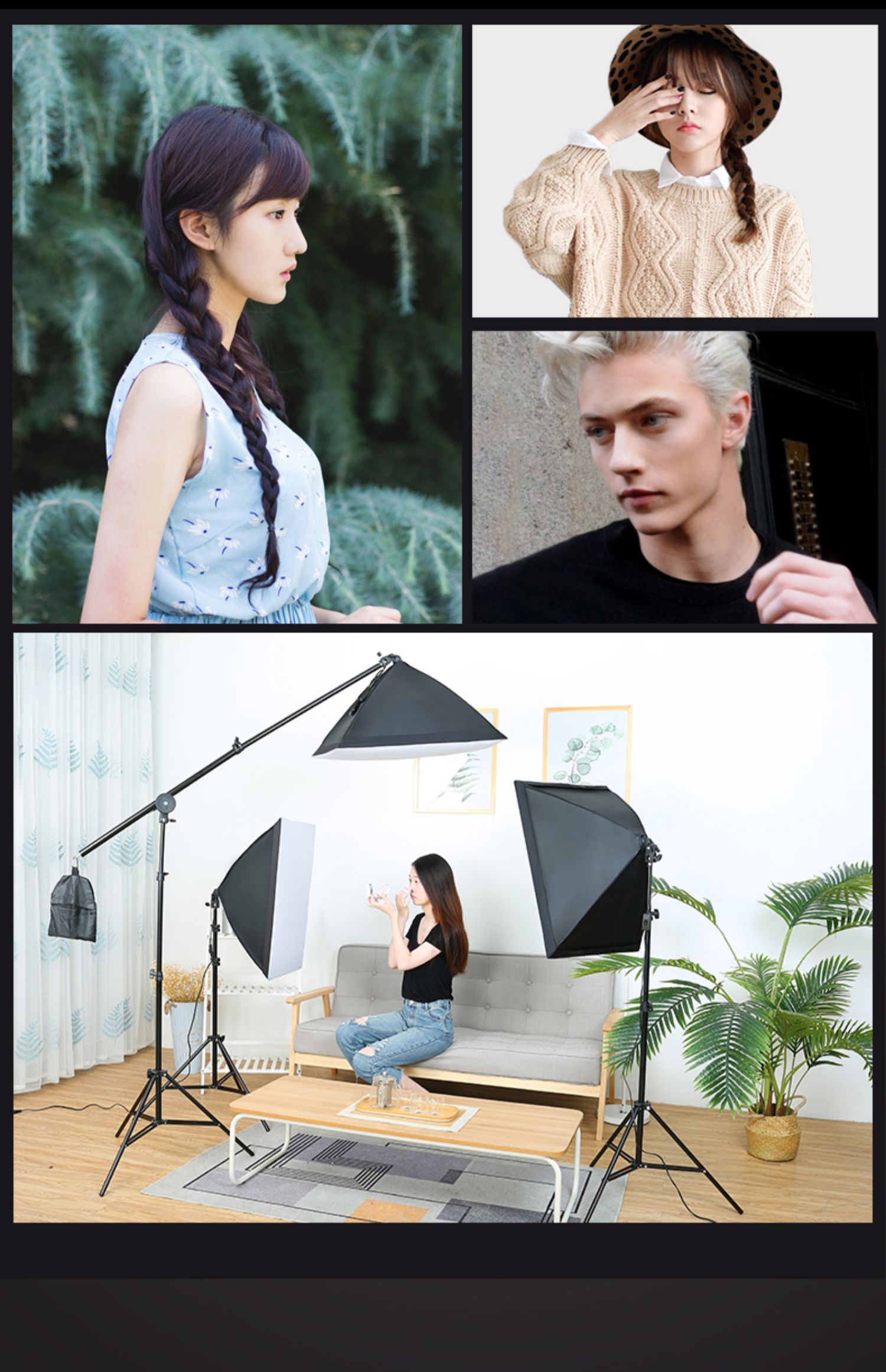 Lifei hộp đèn mềm bốn đèn nền tảng chụp nhỏ studio đặt đèn led hộp ánh sáng máy ảnh ảnh máy ảnh LED lấp đầy ánh sáng máy ảnh máy ảnh DSLR chiếu sáng bộ phim - Phụ kiện máy ảnh DSLR / đơn chan may chup hinh