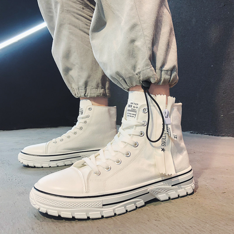 Men's shoes Summer wave shoes 2022 New white high-cylinder board shoes Men's Korean version Trend 100 lap casual white shoe boomer
