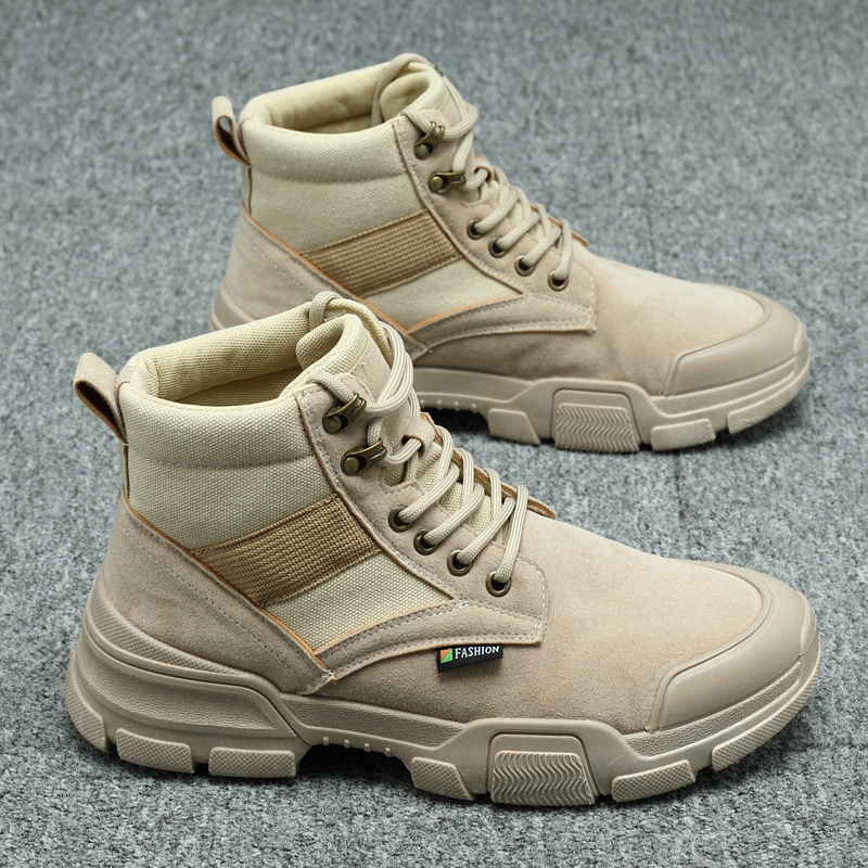 2022 New Spring Autumn Martin Boots High Cylinder Tooling Men's Shoes Desert Men's Boots Middle Cylinder Snowy Boots Rhubarb Combat Winter