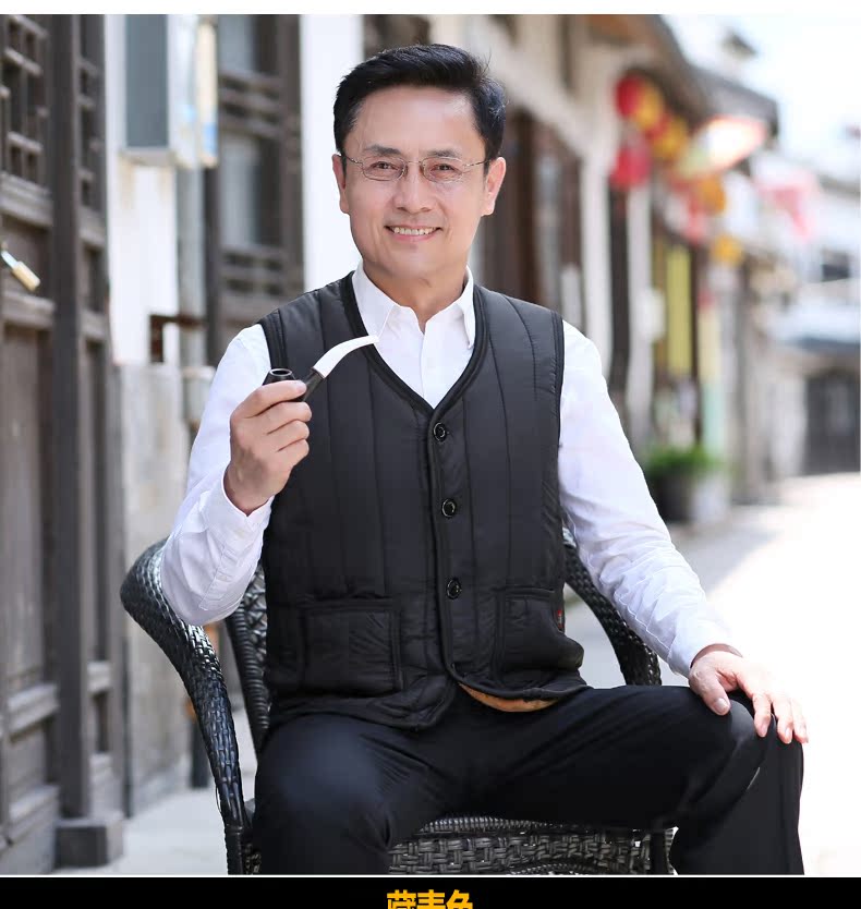 Áo vest nam trung niên mùa thu và mùa đông mới bố cộng với nhung dày cỡ lớn cotton nam vest vest trung niên áo ba lỗ tanktop nam
