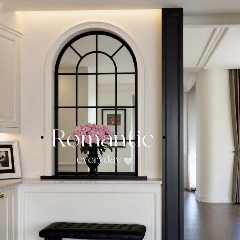 French Retro Iron Art Real Window Wall Decoration Arched Fake Window Wall Decoration Screen Partition Changhong Glass Entrance Window