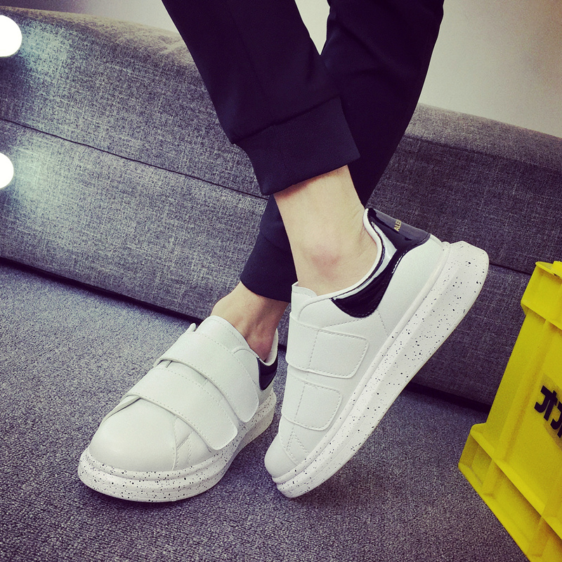 Giày nam 2016 mới phiên bản Hàn Quốc thấp để giúp Velcro giày trắng giản dị thời trang giày đế dày dày đôi giày thủy triều giày thể thao lining