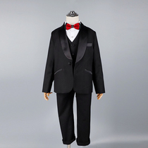 Childrens black small suit suit Inn Wind Spring autumn wedding Playboy gown The boy host piano plays out