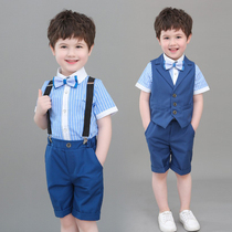 Boy acting gown suit summer baby flower boy little suit handsome qi children host piano recital out of service
