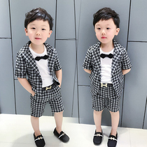 Child Fried Street Small Suit Suit Summer Thin Kindergarten Performance Gown Boy Casual West Suit Shorts Three Sets