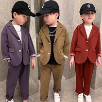 Boy suits suit Spring and autumn style Korean version of young boy flower boy flower gown with handsome children casual Western suit Three sets