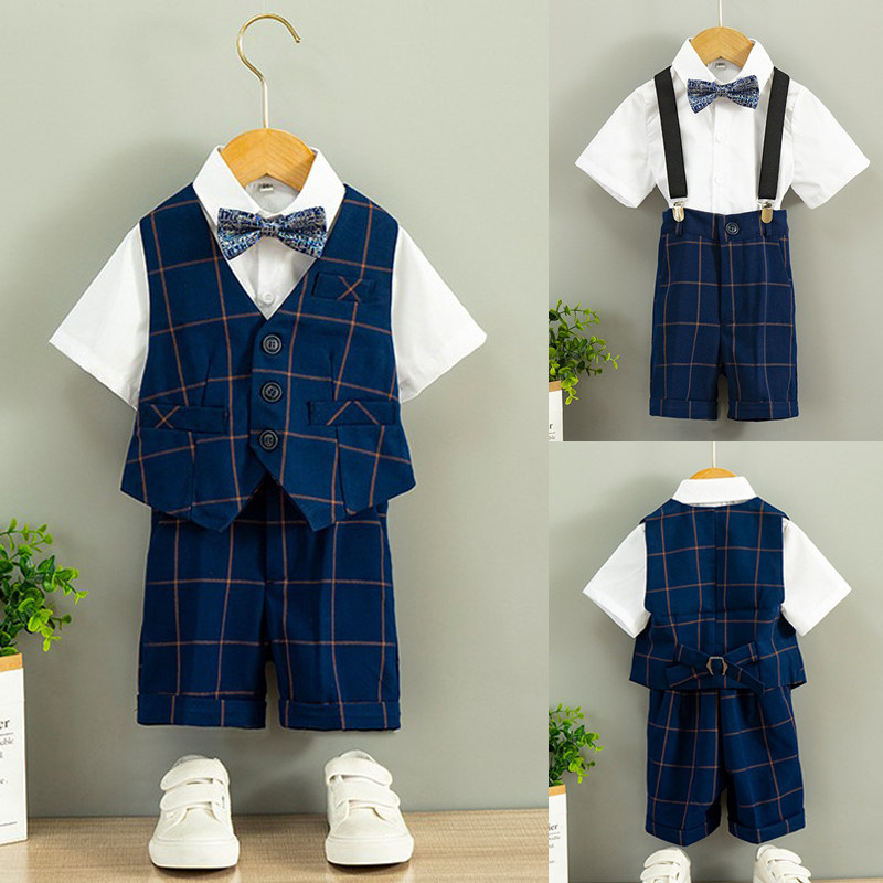 Children's suit waistcoat boy suit boy Summer Playboy baby birthday gown with handsome boy host acting out of suit