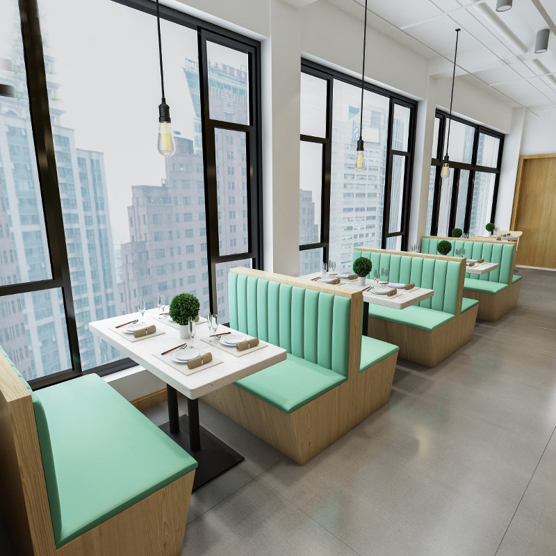 Western food cafe tables and chairs custom semicircle deck corner sofa dining room big round table hotel milk tea shop dining table and chairs