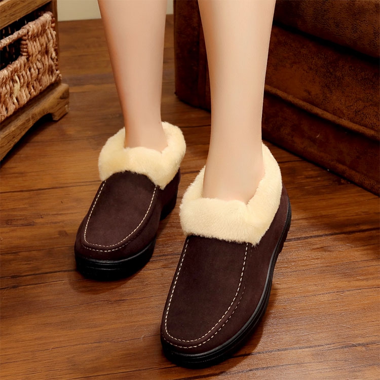 Mùa đông đích thực giày vải Bắc Kinh cũ của phụ nữ giày cotton cộng với nhung bông ủng tuyết ấm áp đế bằng giày nữ cao cổ