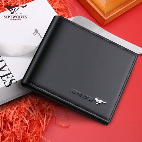 Septwolves, мужской рождественский бумажник, из натуральной кожи, подарок на день рождения