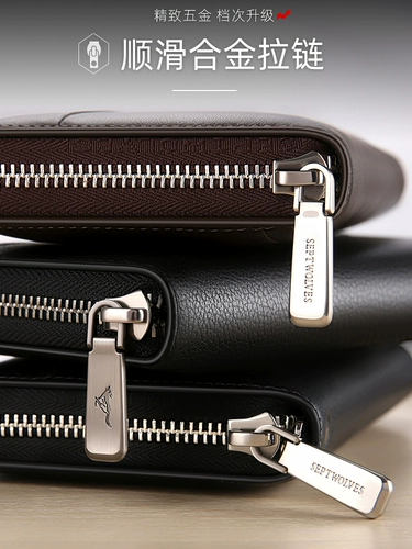 Septwolves, мужской бумажник, длинная сумка с петлей на руку, кожаная маленькая сумка клатч, из натуральной кожи