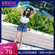 Áo tắm nữ ba mảnh ngực nhỏ tập hợp áo tắm học sinh mảnh mai che bụng Hàn Quốc áo tắm ngắn bảo thủ nữ - Bộ đồ bơi hai mảnh