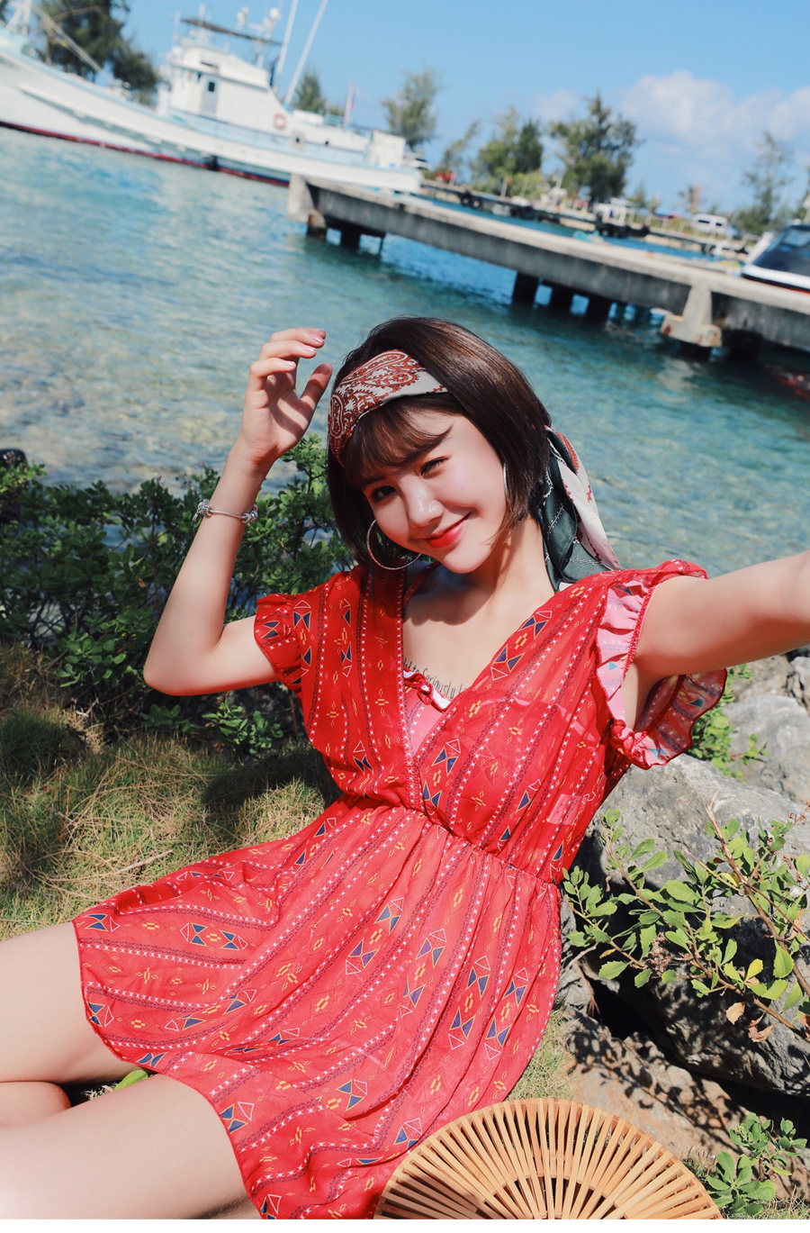 Bộ đồ bơi bikini của phụ nữ áo ba lỗ màu đỏ ngực nhỏ tụ tập spa giảm béo bụng áo tắm nữ bảo thủ - Bikinis đồ bơi nữ dạng quần váy