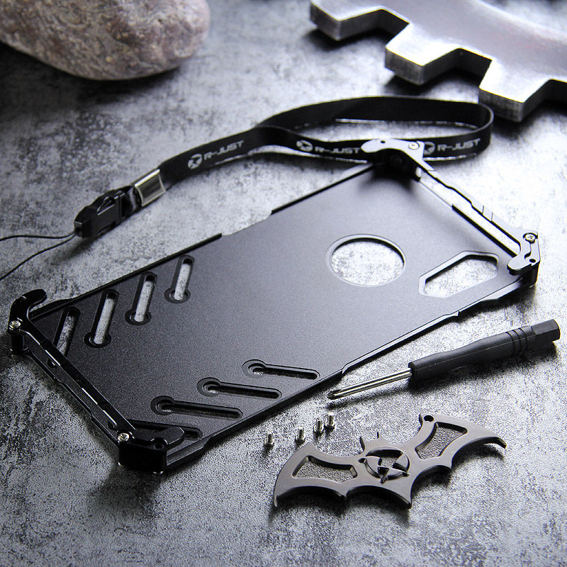 R-Just Batman Shockproof Aluminum Shell Metal Case with Custom Batarang Stent for vivo NEX S & vivo NEX A