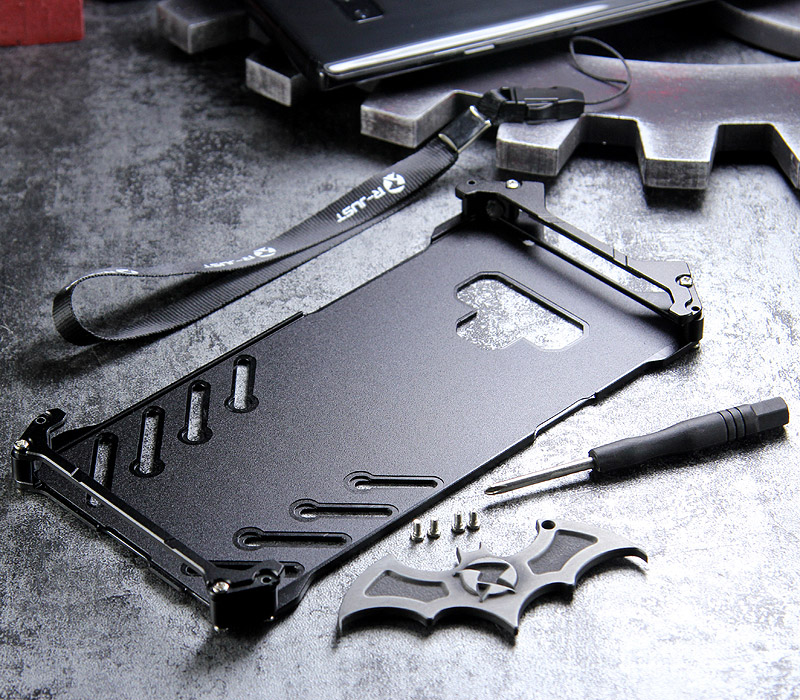 R-Just Batman Shockproof Aluminum Shell Metal Case with Custom Batarang Stent for Samsung Galaxy Note 9