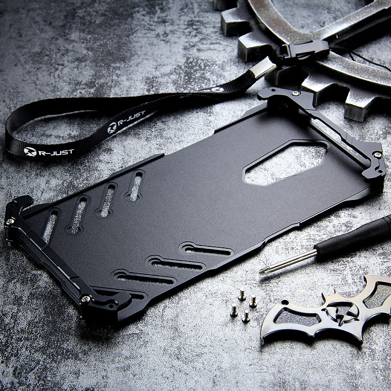 R-Just Batman Shockproof Aluminum Shell Metal Case with Custom Batarang Stent for OPPO R17 Pro & OPPO R17