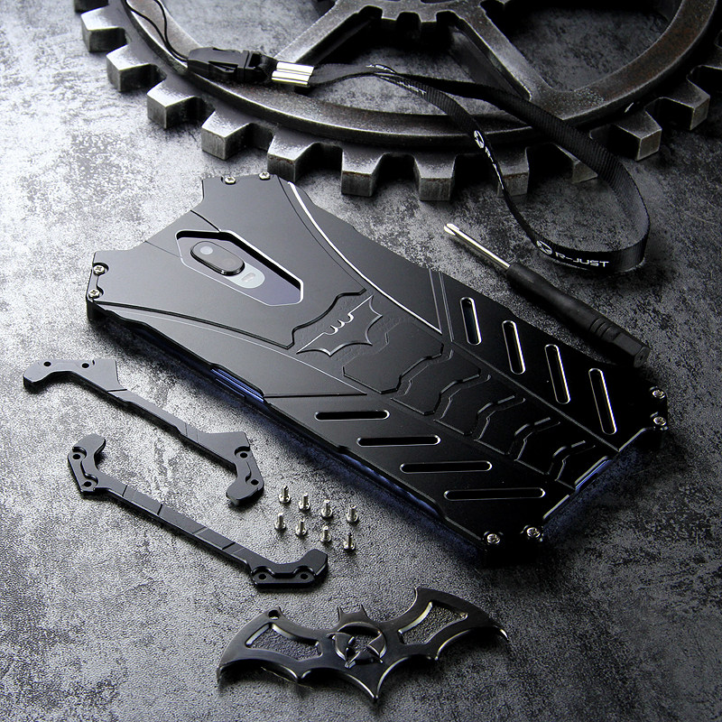 R-Just Batman Shockproof Aluminum Shell Metal Case with Custom Batarang Stent for OPPO R17 Pro & OPPO R17