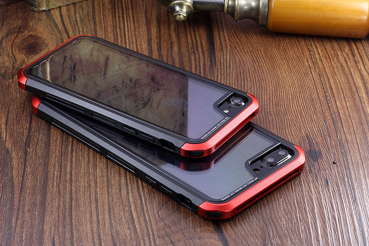Luphie Nunchaku Airframe Metal Frame Air Barrier Tempered Glass Back Case Cover for Apple iPhone 7 Plus & iPhone 7