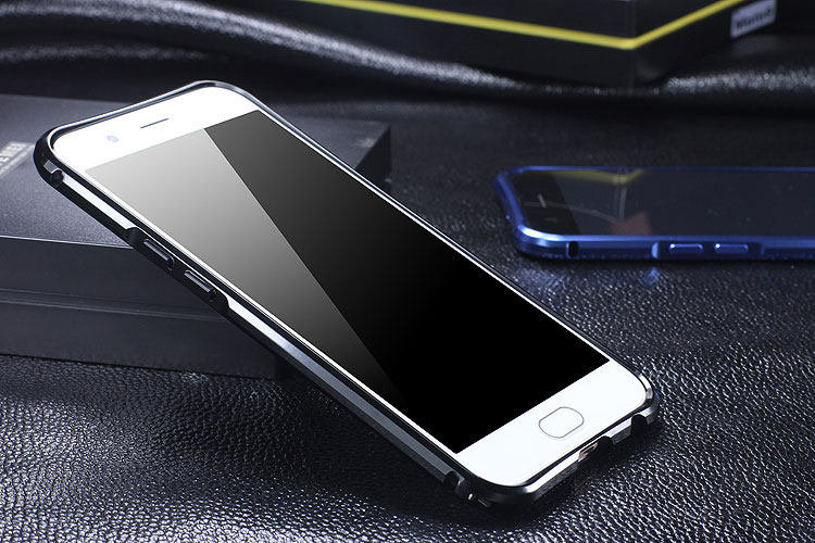 iy Rainbow Aluminum Metal Bumper Dazzle PC Back Cover Case for OPPO R11