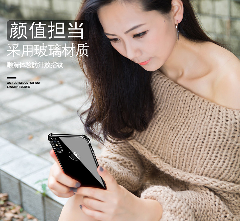 iy Rainbow Aluminum Metal Frame 9H Tempered Glass Back Cover Case for Apple iPhone X