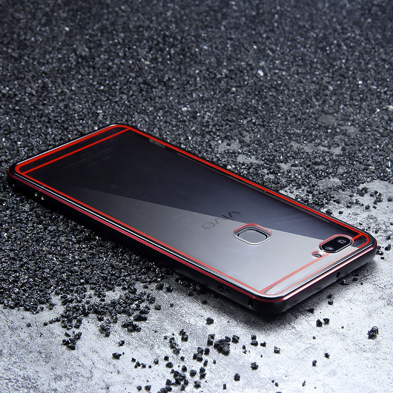 iy Bicolor Aurora Aluminum Metal Bumper Scratch Resistant Transparent PC Case Cover for vivo X20 & vivo X20 Plus