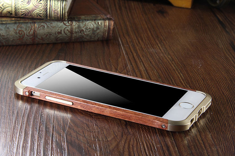 iy Rosewood Aluminum Metal Frame Wood Bumper Wooden Back Case Cover for Apple iPhone 6S Plus/6 Plus & iPhone 6S/6