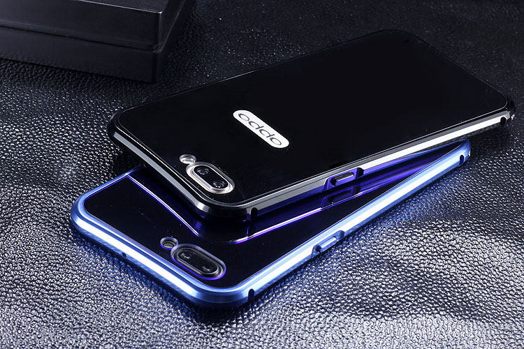 iy Rainbow Aluminum Metal Bumper Dazzle PC Back Cover Case for OPPO R11