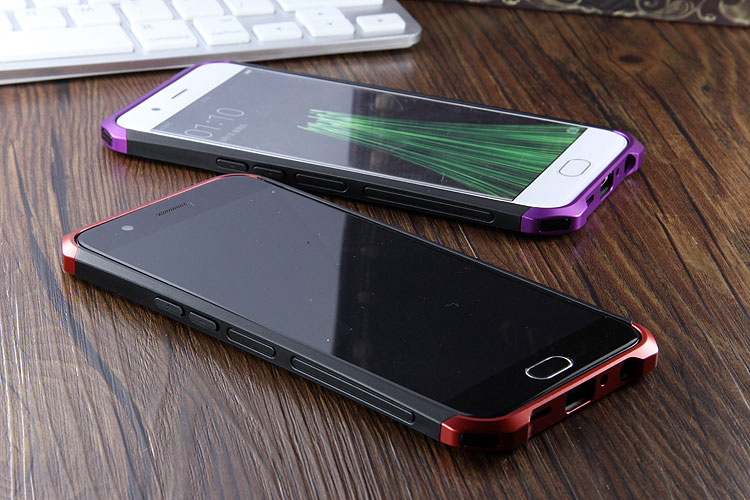 Luphie Nunchaku Airframe Metal Frame Air Barrier Tempered Glass Back Case Cover for OPPO R11 & OPPO R11 Plus