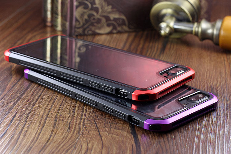 Luphie Nunchaku Airframe Metal Frame Air Barrier Tempered Glass Back Case Cover for Apple iPhone 7 Plus & iPhone 7