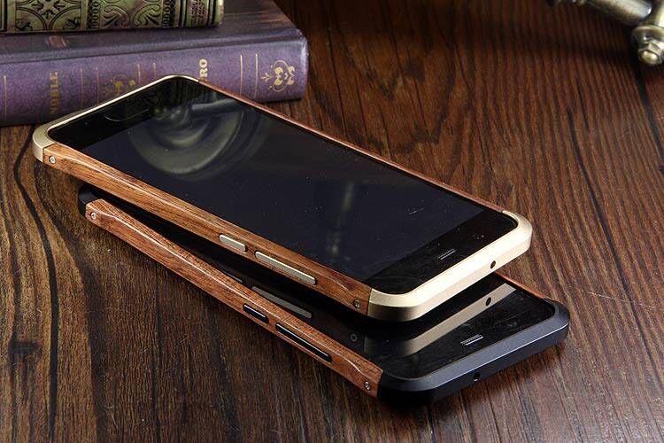 iy Rosewood Aluminum Metal Frame Wood Bumper Wooden Back Case Cover for Huawei P10 Plus & Huawei P10