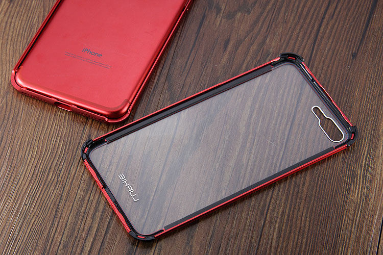 Luphie iGlass Airframe Aluminum Bumper Air Barrier Tempered Glass Back Case Cover for Apple iPhone 7 & iPhone 7 Plus