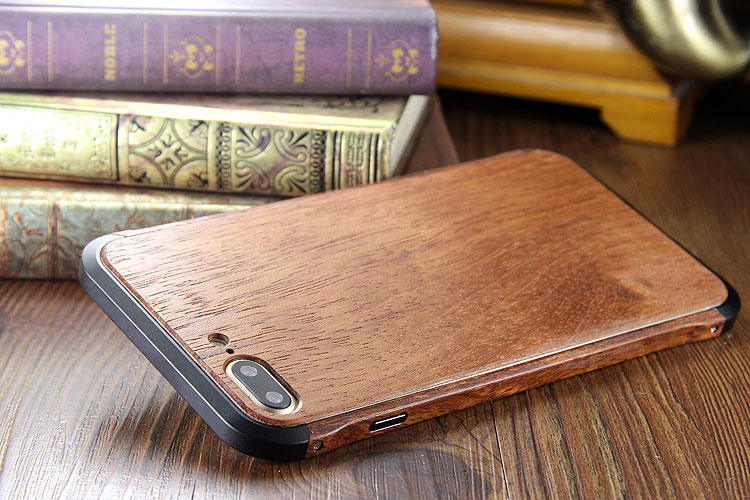 iy Rosewood Aluminum Metal Frame Wood Bumper Wooden Back Case Cover for Apple iPhone 8 Plus & iPhone 8 & iPhone 7 Plus & iPhone 7