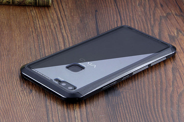 Luphie Nunchaku Airframe Metal Frame Air Barrier Tempered Glass Back Case Cover for vivo X20