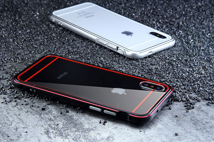 iy Bicolor Aurora Aluminum Metal Bumper Scratch Resistant Transparent PC Case Cover for Apple iPhone X