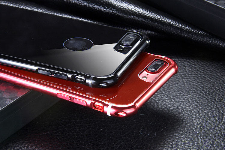 iy Rainbow Aluminum Metal Frame 9H Tempered Glass Back Cover Case for Apple iPhone 7 Plus & iPhone 7