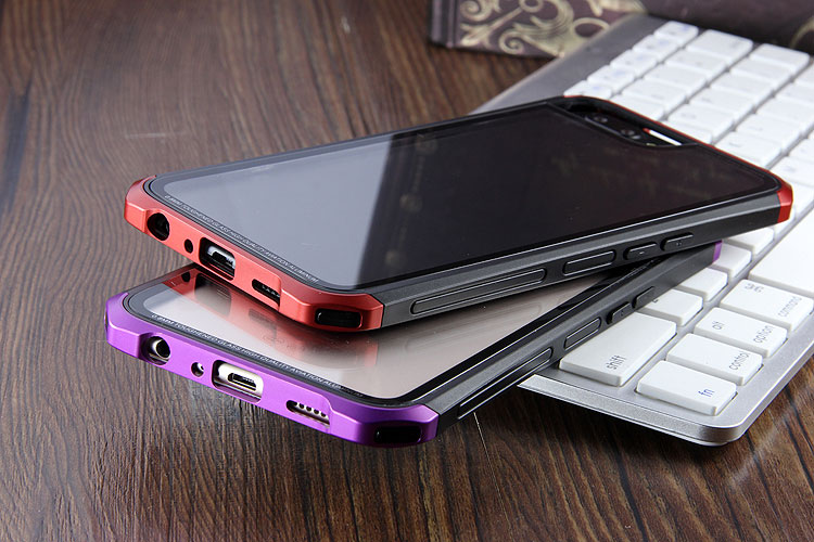 Luphie Nunchaku Airframe Metal Frame Air Barrier Tempered Glass Back Case Cover for OPPO R11 & OPPO R11 Plus