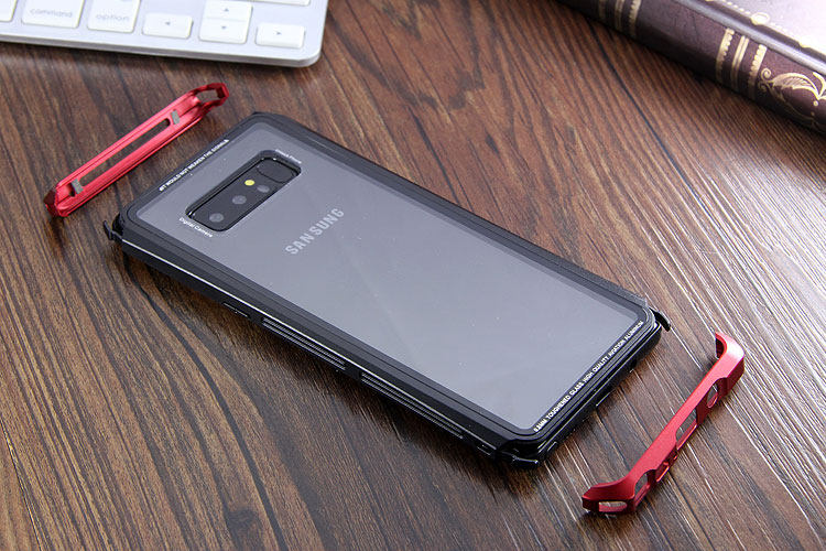 Luphie Nunchaku Airframe Metal Frame Air Barrier Tempered Glass Back Case Cover for Samsung Galaxy Note 8