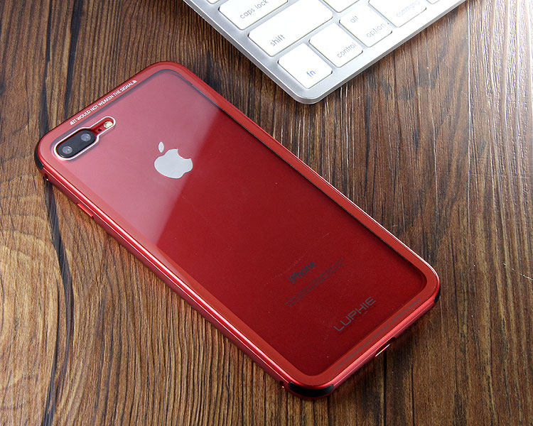 Luphie iGlass Airframe Aluminum Bumper Air Barrier Tempered Glass Back Case Cover for Apple iPhone 7 & iPhone 7 Plus