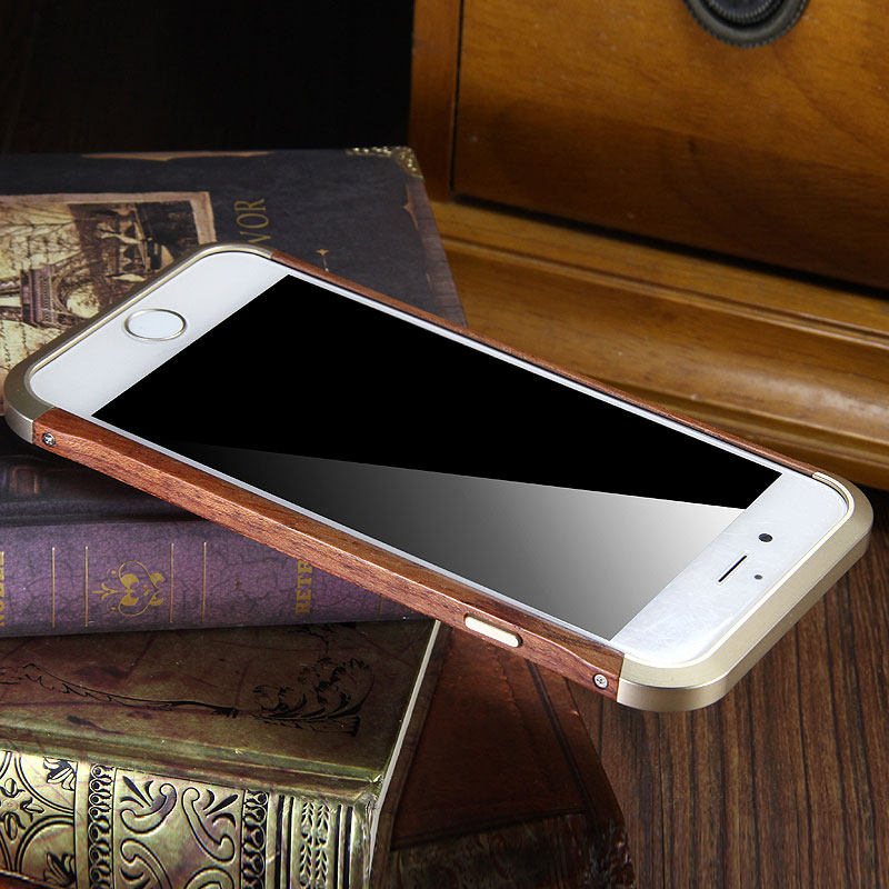 iy Rosewood Aluminum Metal Frame Wood Bumper Wooden Back Case Cover for Apple iPhone 6S Plus/6 Plus & iPhone 6S/6
