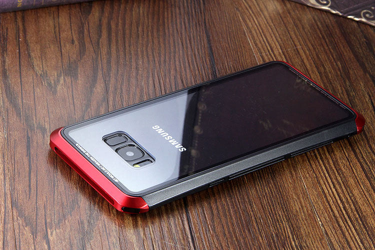 Luphie Nunchaku Airframe Metal Frame Air Barrier Tempered Glass Back Case Cover for Samsung Galaxy S8 Plus & Galaxy S8